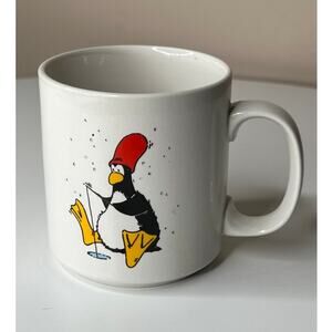 Vintage 1988 Dayton Hudson Santa Bear Slippery Penguin Ice Fishing Coffee Mug